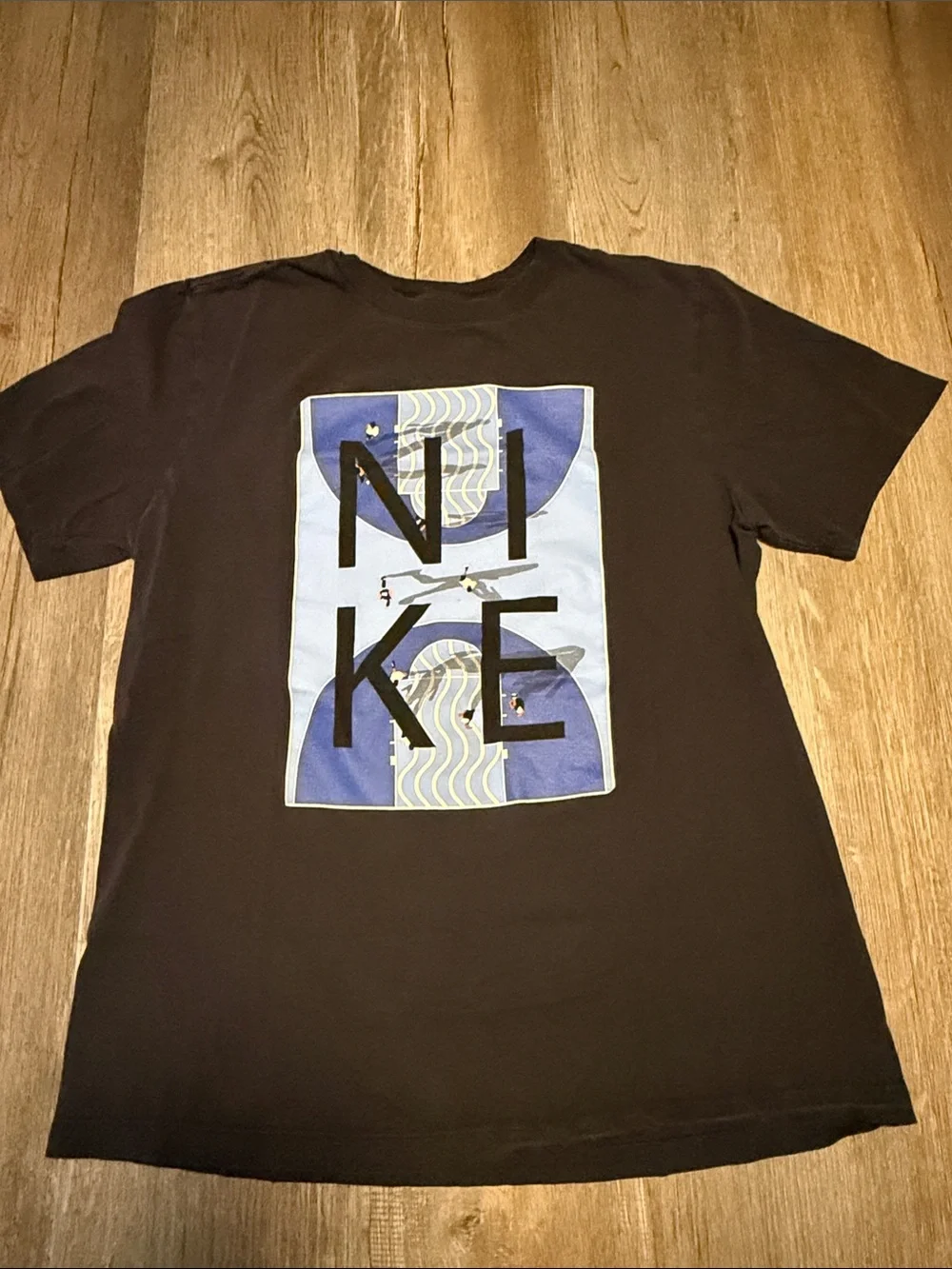 Nike Black Short-Sleeve Tee with Blue Graphic Block